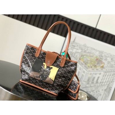 Goyard Anjou Mini Bag French Bulldog Black & Tan GOBS3175