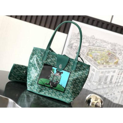 Goyard Anjou Mini Bag French Bulldog Green GOBS3176