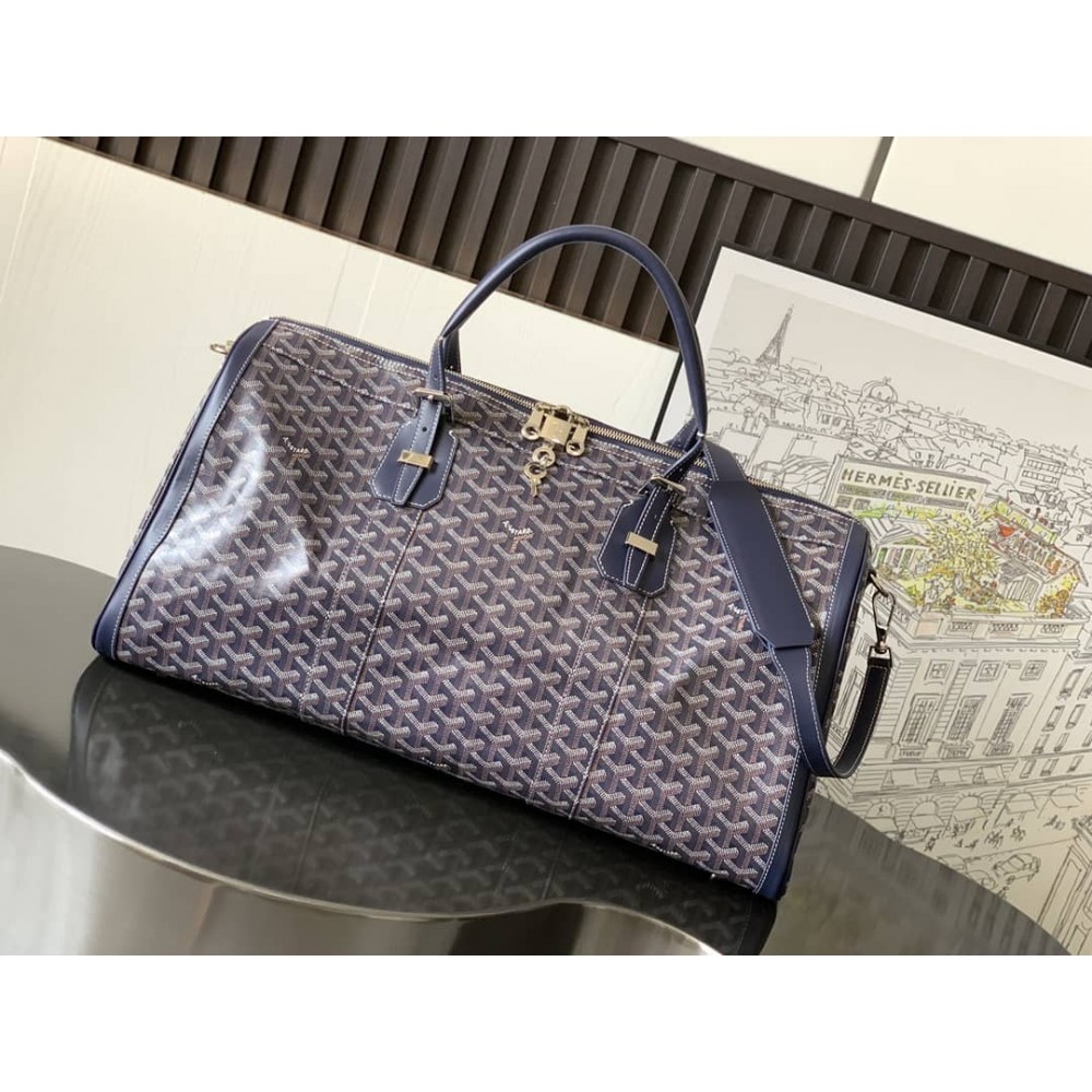 Goyard Croisiere 50 Duffle Bag Navy Blue GOBS3378