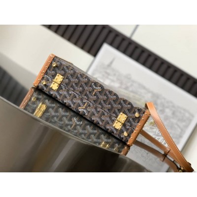 Goyard Grand Hotel Trunk Bag Black & Tan GOBS3430