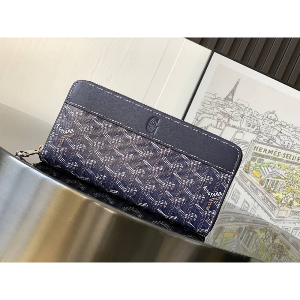 Goyard Matignon GM Wallet Navy Blue GOBS3500