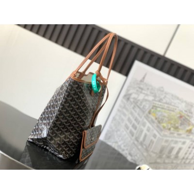 Goyard Saint Louis PM Bag Black & Tan GOBS3259