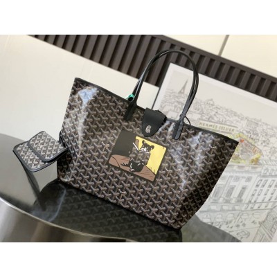 Goyard Saint Louis PM Bag French Bulldog Black GOBS3261