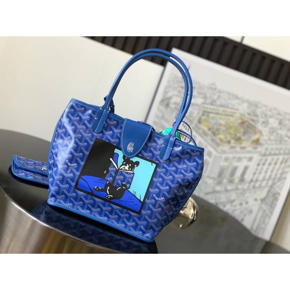 Goyard Anjou Mini Bag French Bulldog Sky Blue GOBS3178