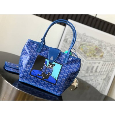 Goyard Anjou Mini Bag French Bulldog Sky Blue GOBS3178