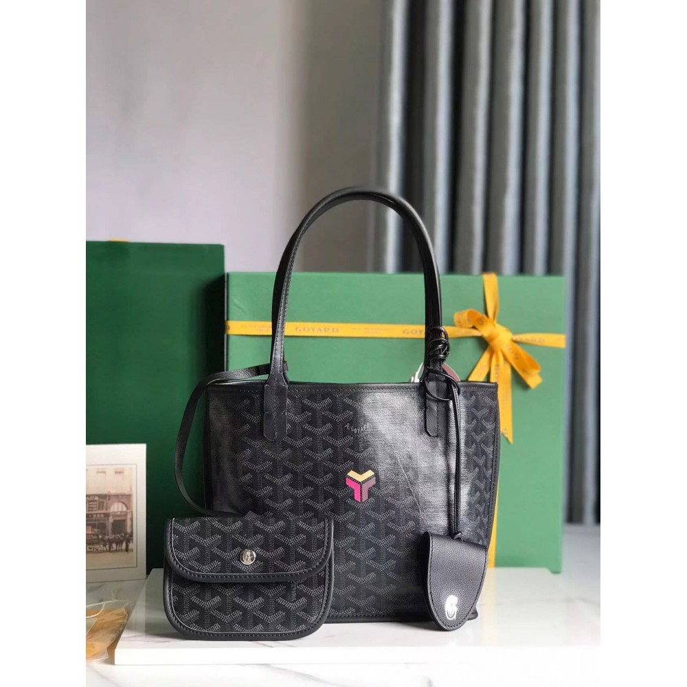 Goyard Anjou Mini Limited Edition Three-Color Y-Shaped Letters Painted Black GOBS3189