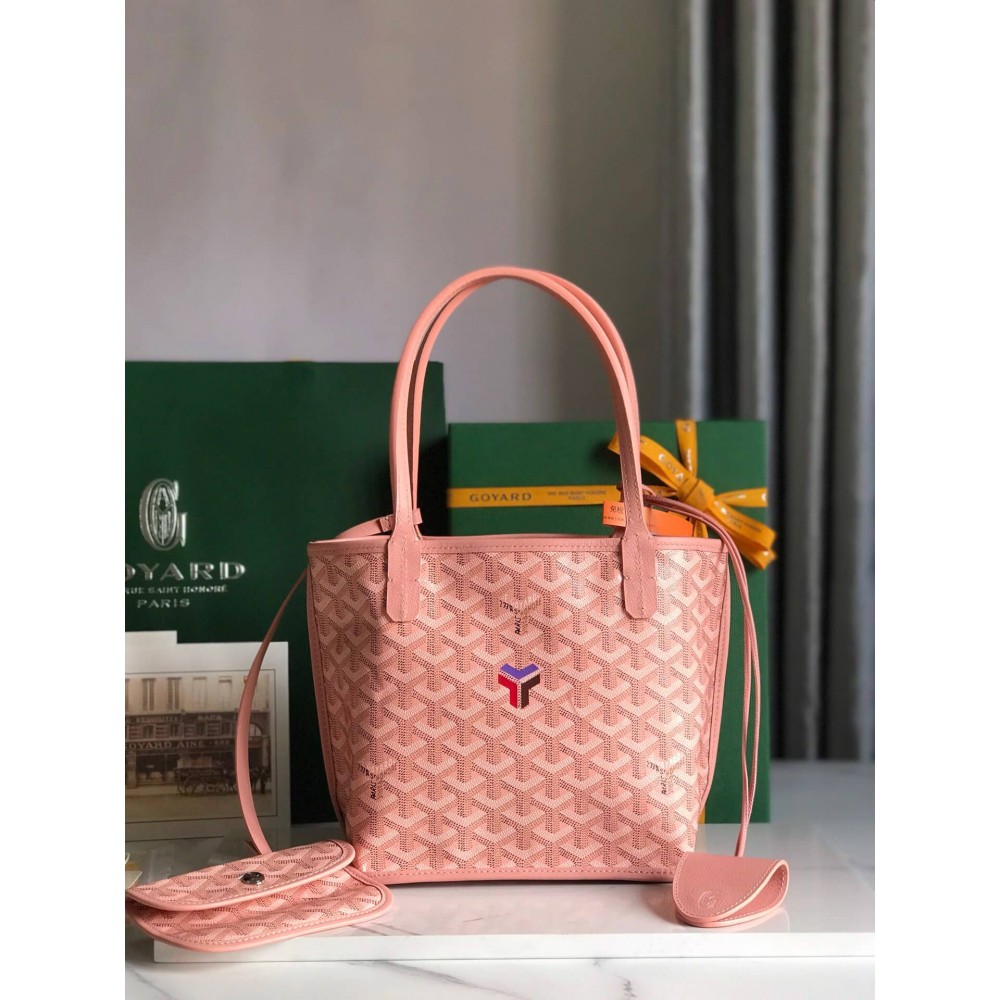 Goyard Anjou Mini Limited Edition Three-Color Y-Shaped Letters Painted Pink GOBS3190