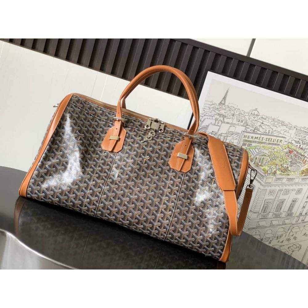 Goyard Croisiere 50 Duffle Bag Black & Tan GOBS3375