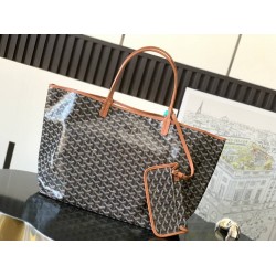 Goyard Saint Louis GM Bag Black & Tan GOBS3246