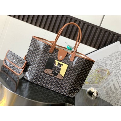 Goyard Saint Louis PM Bag French Bulldog Black & Tan GOBS3262