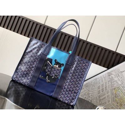 Goyard Villette MM Tote Bag Navy Blue GOBS3316