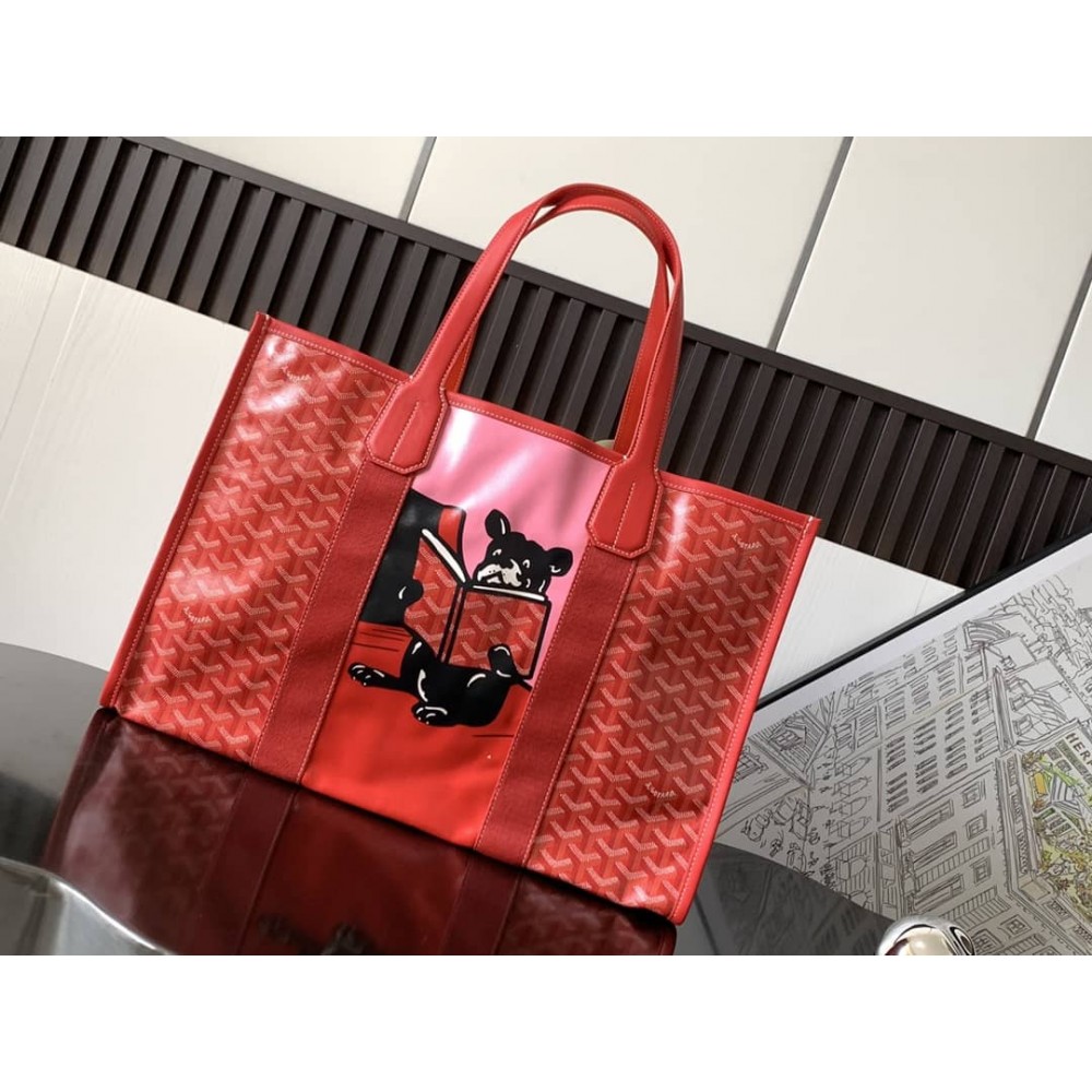 Goyard Villette MM Tote Bag Red GOBS3317